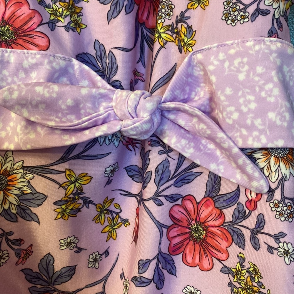 (149) NWT Girls Purple Floral One Pc Swim Suit by Art Class. Size M (7/8) - Picture 5 of 13